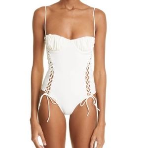 ISA BOULDER Waves One-Piece Swimsuit Ivory Size Large